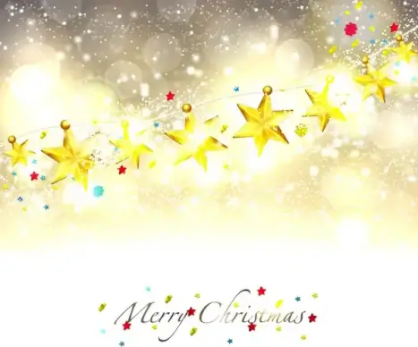 line of golden star merry christmas background