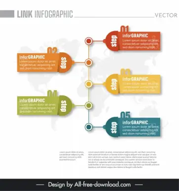 link infographic  template  flat chart blurred world map