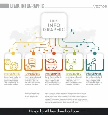 link infographic template flat lines branch chart connection 