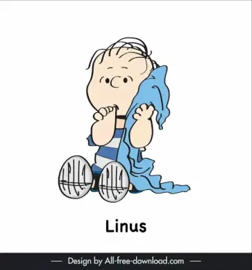 linus of peanut snoopy icon cute handdrawn cartoon baby sketch