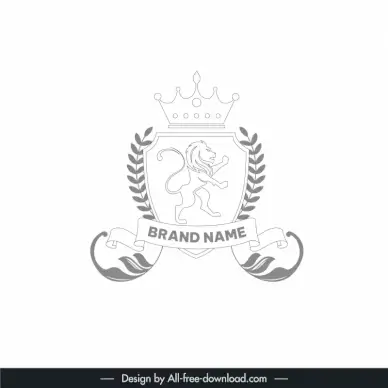 lion in royal style logo symmetric handdrawn outline 