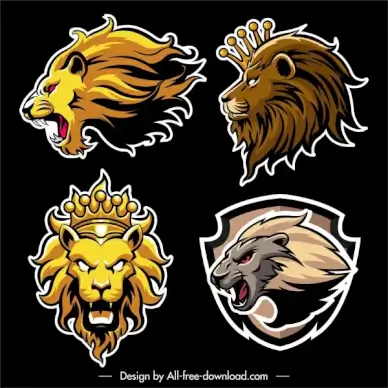 lion logotypes flat handdrawn sketch