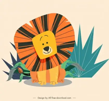 lion painting cute cartoon sketch colorful handdrawn design