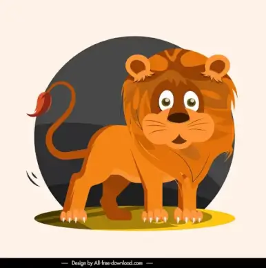 lion species icon classic handdrawn sketch cartoon character
