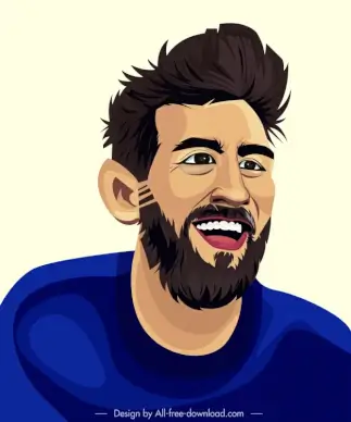 lionel messi footballer cartoon portrait