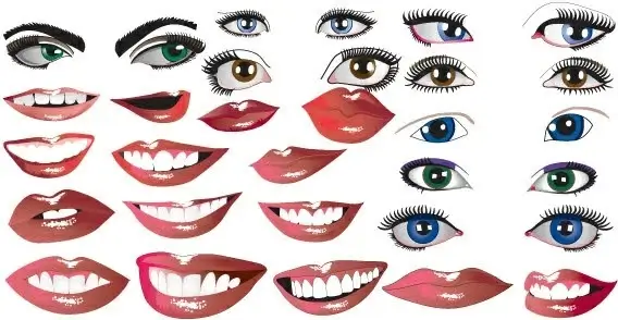Lips and eyes vector