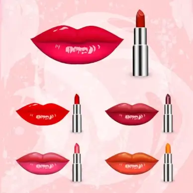 lips and lipsticks collection vector illustration