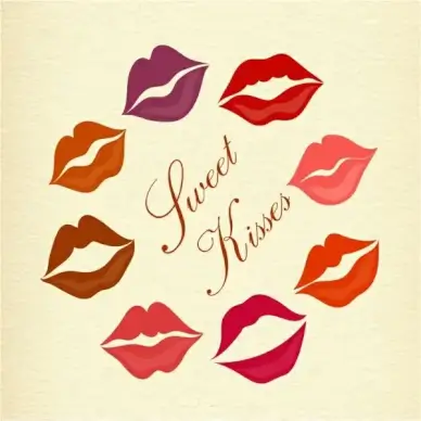 lips background colorful icons decoration circle layout