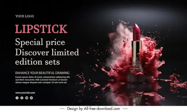 lipstick banner template dynamic motion effect contrast design