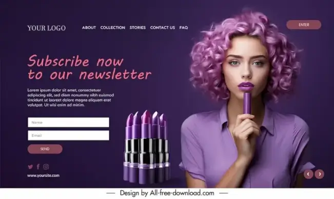 lipstick landing page template elegant modern realistic