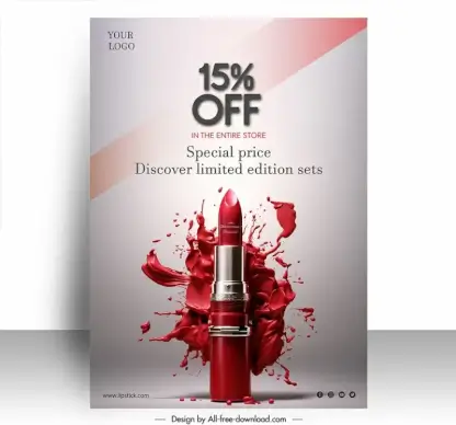 lipstick poster discount template modern dynamic effect design 