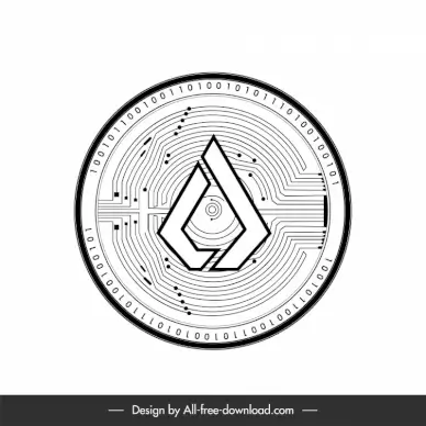 lisk coins sign icon geometric round shape outline