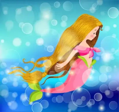 little mermaid in abstract background