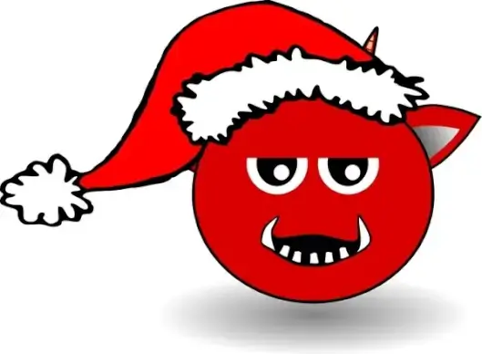 Little Red Devil Head Cartoon with Santa Claus hat
