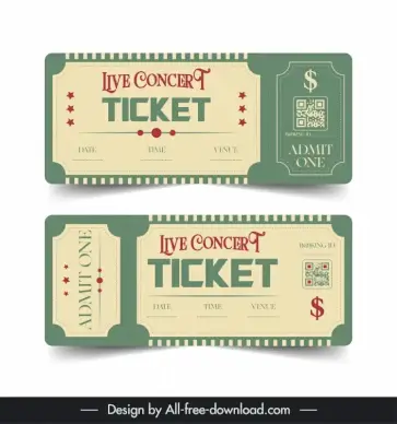 live concert ticket template classical flat design
