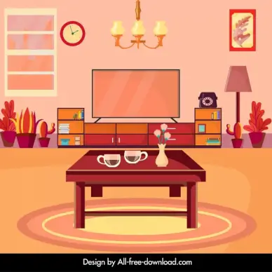 living room decor template classical cozy interior furniture design  