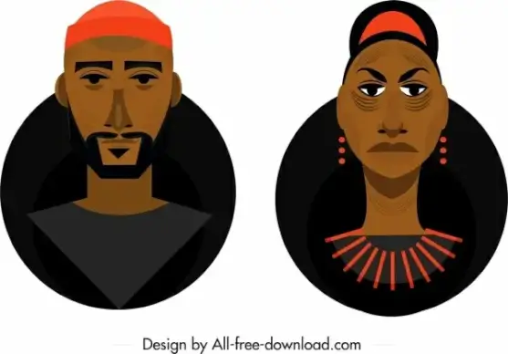 local people avatar icons dark design cartoon sketch