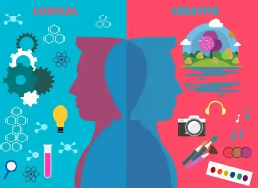 logical creative mentality concept male silhouette decoration