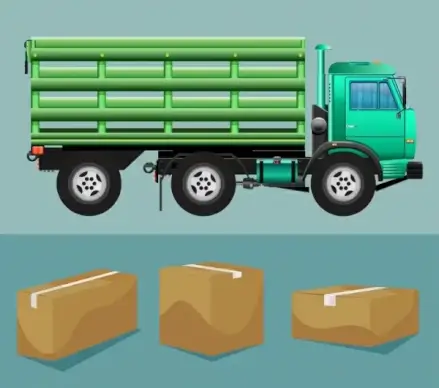 logistic design element truck freight boxes icons