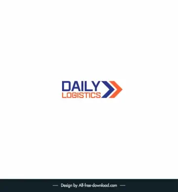 logistics and delivery logo template elegant flat texts arrow shape sketch