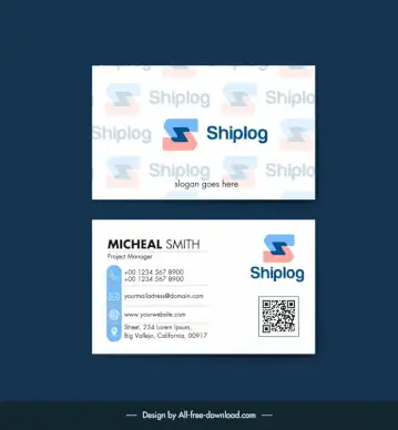 logistics business card template elegant flat blurred texts