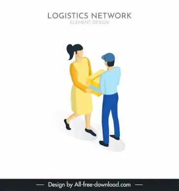 logistics design element shipper guest sketch 3d cartoon design