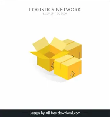 logistics design elements modern 3d carton boxes sketch