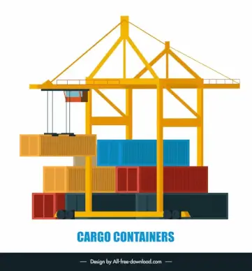 logistics infrastructure design elements gantry cargo containers 3d sketch