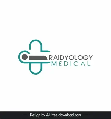 logo 2 in 1 raidyology center medical lab logotype flat medical cross patient sketch geometric design 