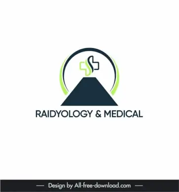 logo 2 in 1 raidyology center medical lab symmetric circle geometric shape medical cross sketch