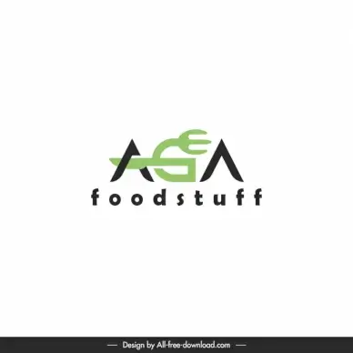 logo aga template flat stylized texts fork knife sketch