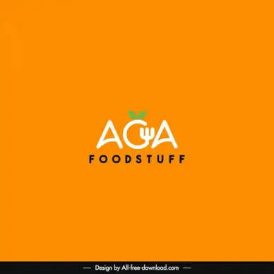 logo aga template flat stylized texts fork utensil sketch