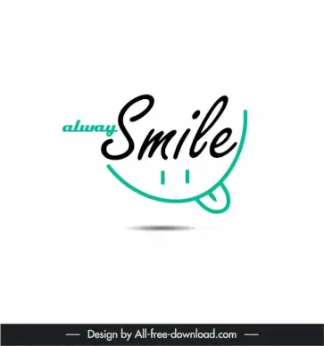 logo alway smile template funny handdrawn face sketch