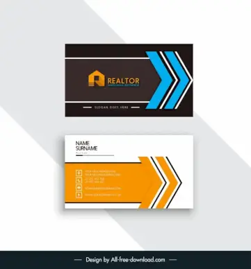 logo and name card which indicates realtor templates flat elegant stylized text arrow shapes decor