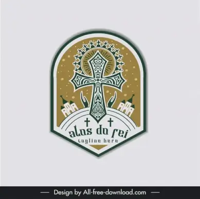 logo atos do rei cross shape church sketch