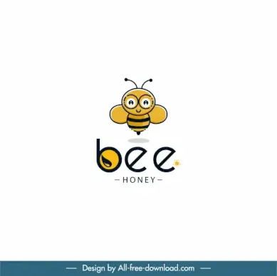 logo bee cute flat cartoon character sketch