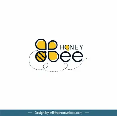 logo bee  flat curves texts petal decor
