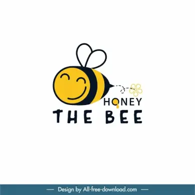 logo bee flat handdrawn cartoon icon