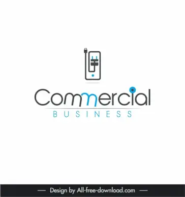 logo commercial business template flat texts plugs shapes decor