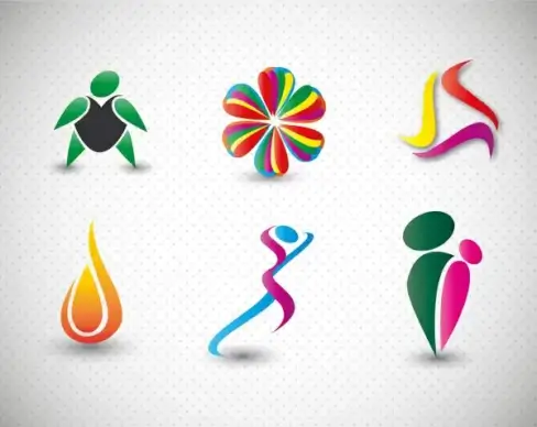 logo design elements in colorful abstract shapes