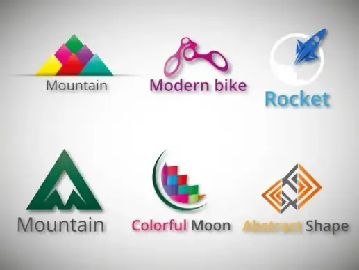 logo design elements in various abstract shapes