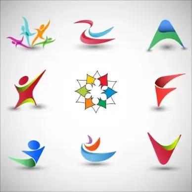 logo design elements with 3d curved abstract illustration