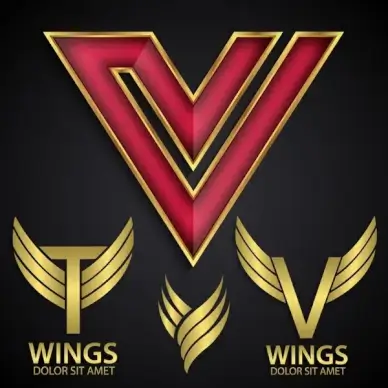 logo design elements with wings illustration