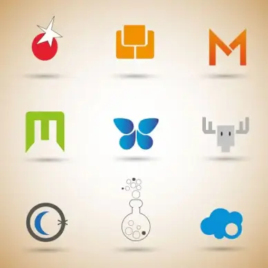 logo design sets with various colored design