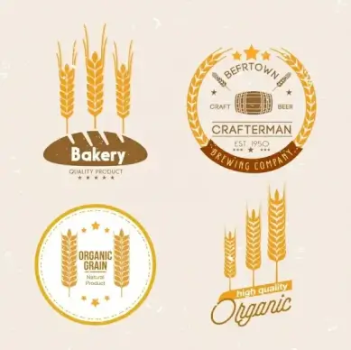 logo design yellow barley flowers icons retro design