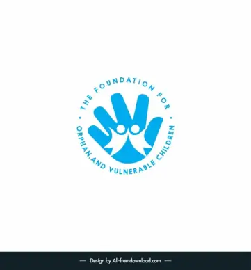 logo foundation for orphan vulnerable children affected and infected by scourge hiv template flat circle design human hand sketch