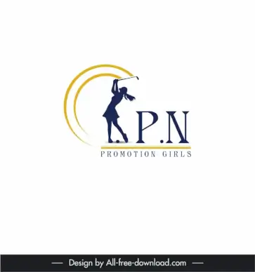 logo golf cpn promotion girls template dynamic silhouette lady golfer sketch