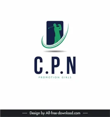 logo golf cpn promotion girls template silhouette dynamic golfer texts decor