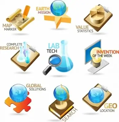educational logotypes modern colored 3d shapes