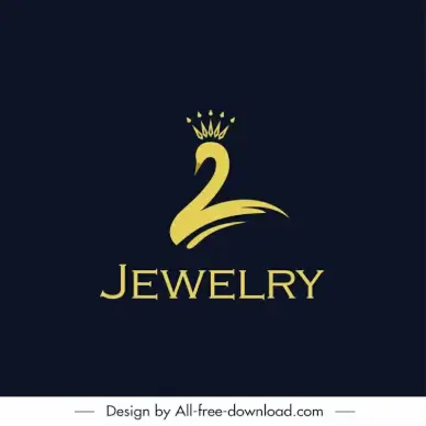 logo jewelry template handdrawn loon sketch flat elegant design 